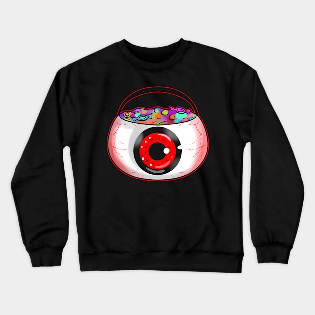 Sweet Bucket Scary Eye Sweets Collecting On Halloween Crewneck Sweatshirt by SinBle